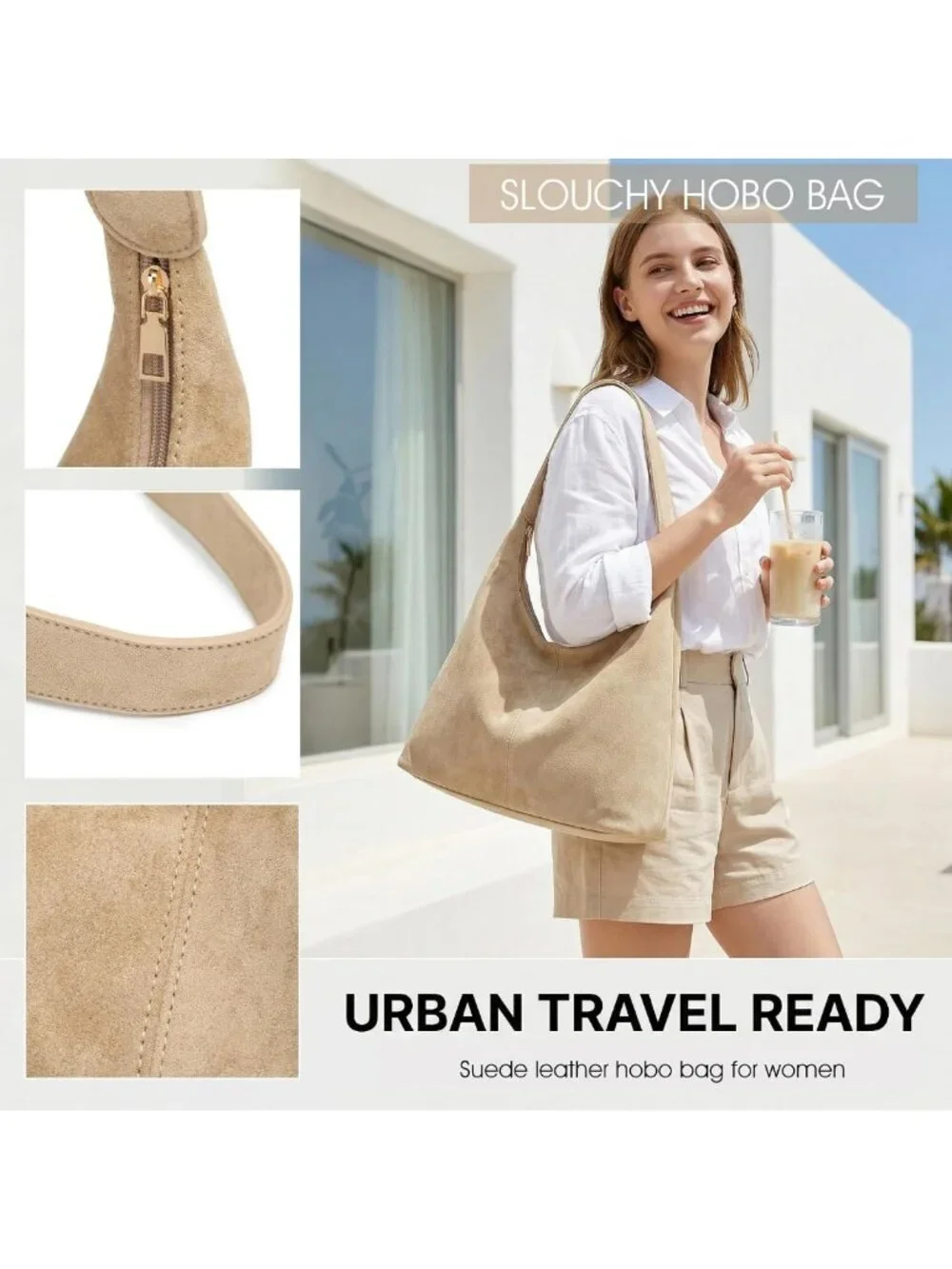 Chic Slouchy Suede Hobo Bag for Women | Casual Shoulder Tote Purse for Work